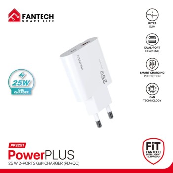 FANTECH PPS251 PowerPLUS 2 Ports 25W GaN Charger