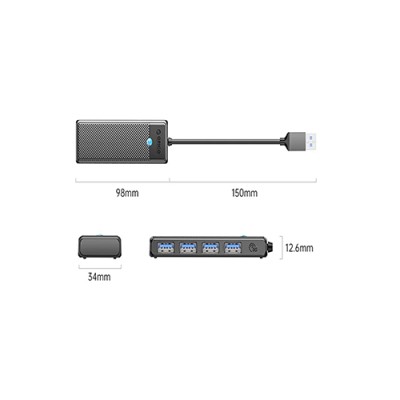 ORICO PW4U 4 PORT 3.0 USB HUB (BLACK)