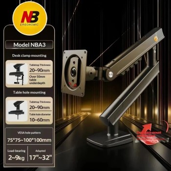 North Bayou A3 Mechanical Spring Ergonomic Monitor Arm