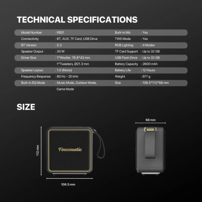 FANTECH FBS1 FINECOUSTIC HOKO NOMAD Portable Bluetooth Speaker